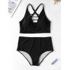 Maillot de Bain de Plage Rembourré avec Découpes en Echelle Grande-Taille - Noir 3XL