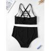 Maillot de Bain de Plage Rembourré avec Découpes en Echelle Grande-Taille - Noir 3XL