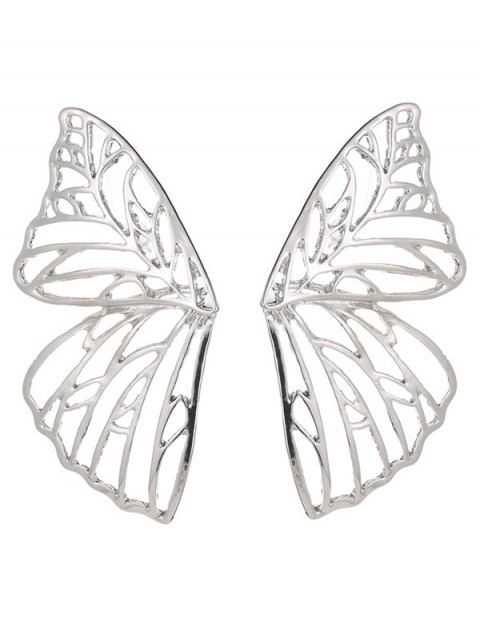 Boucles D'Oreilles Tendances en Forme D'Ailes de Papillon à Sculpture Creuse 3D