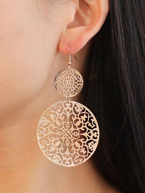 New Simple Retro Hollow Out Disc Frosted Court Ethnic Style Carved Stud