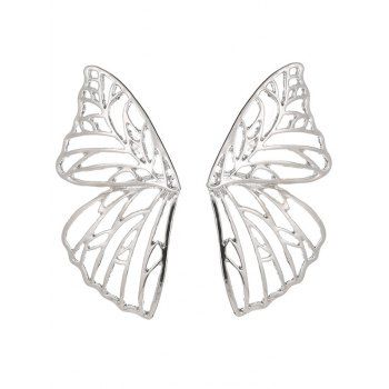 

Fashion 3D Hollow Out Butterfly Wing Stud Earrings, Silver