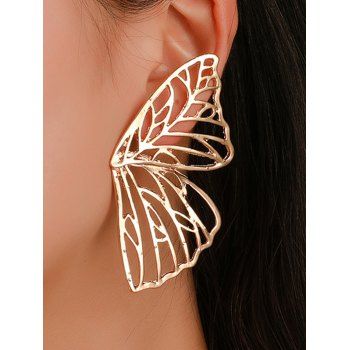 

Fashion 3D Hollow Out Butterfly Wing Stud Earrings, Golden