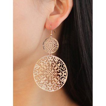 

New Simple Retro Hollow Out Disc Frosted Court Ethnic Style Carved Stud, Golden