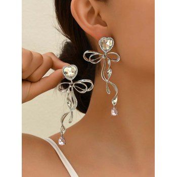 

Women Hollow Personalized Creative Fashional Alloy Bow Drop Earrings, Silver