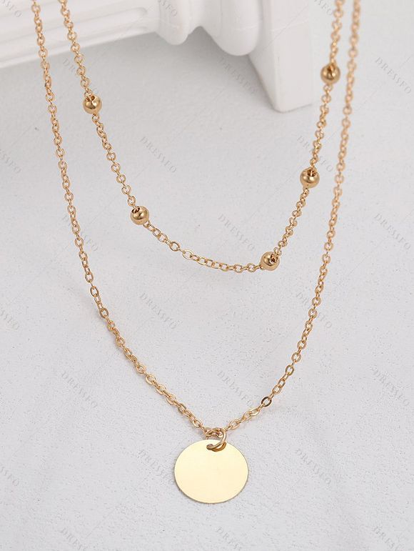 Collier Décoratif Double Couche Rond Design - d'or 