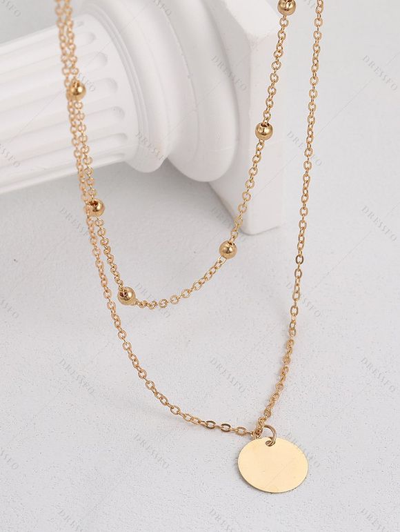 Collier Décoratif Double Couche Rond Design - d'or 