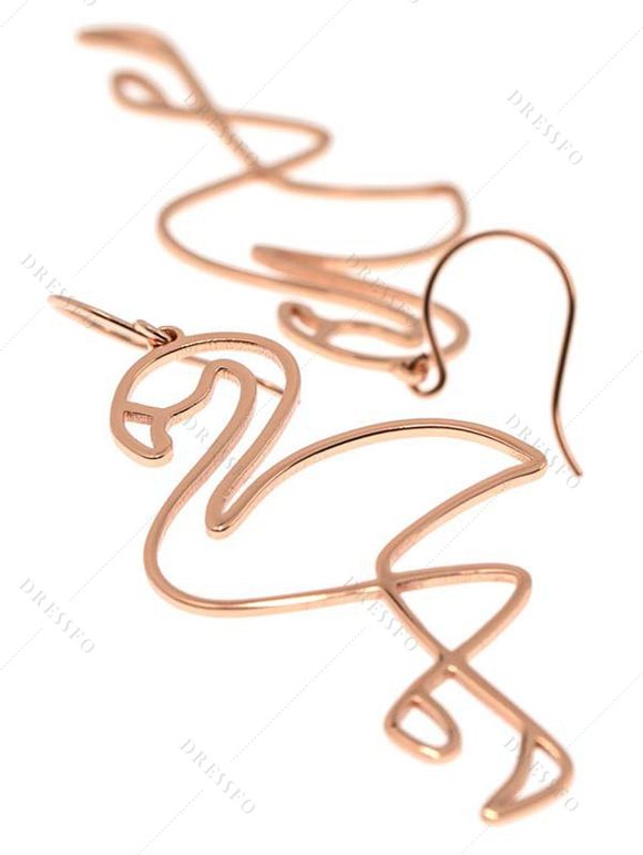 Boucles D'Oreilles Pendantes Créative Motif Flamant Rose et Oiseau à Sculpture Creuse pour Femmes - d'or 