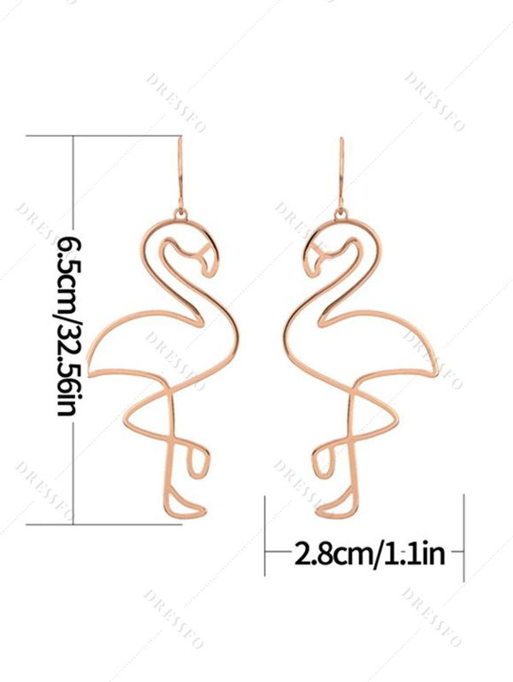 Boucles D'Oreilles Pendantes Créative Motif Flamant Rose et Oiseau à Sculpture Creuse pour Femmes - d'or 
