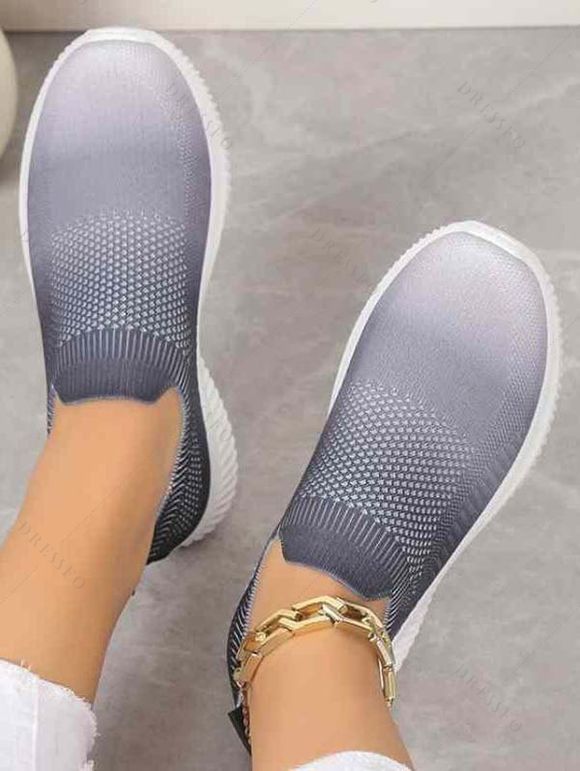 Women Breathable Gradient Comfortable Fashionable Knitted Athletic Shoes - Gris Clair EU 43