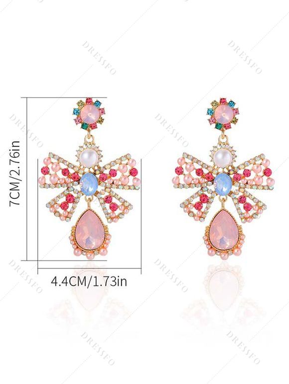 Boucles D'Oreilles Créatif de Vacances Feuille avec Nœud Papillon avec Strass - d'or 