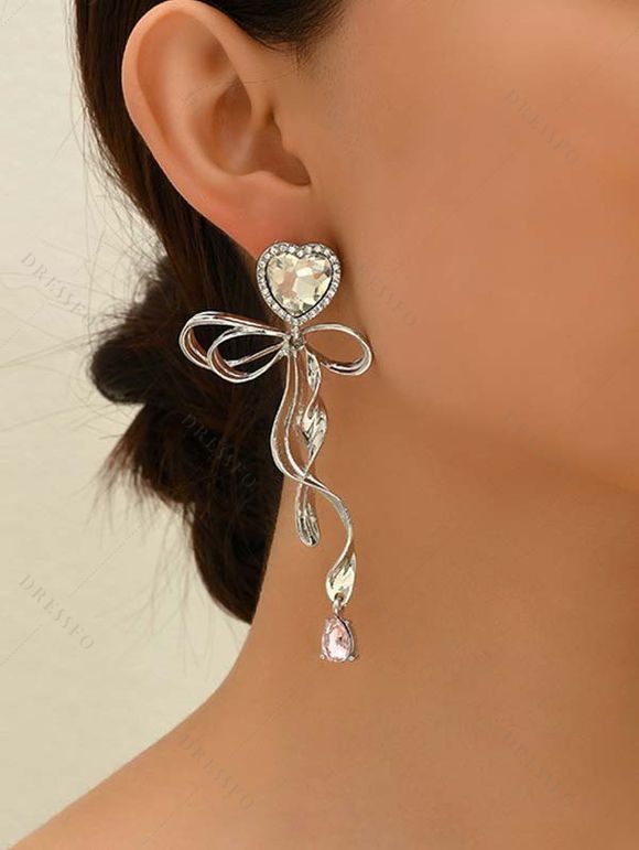 Boucles D'Oreilles Pendantes Evidées Nouées Créatif en Alliage - Argent 