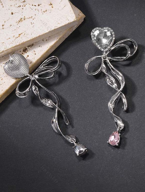 Boucles D'Oreilles Pendantes Evidées Nouées Créatif en Alliage - Argent 