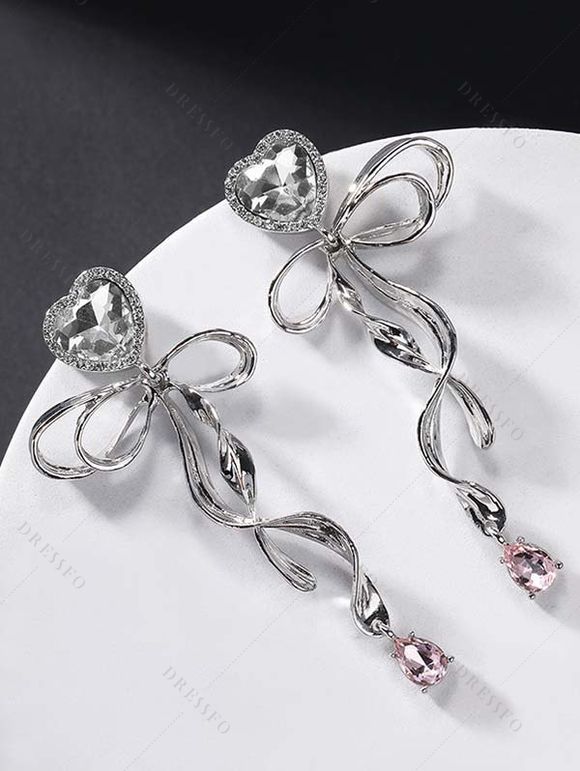 Boucles D'Oreilles Pendantes Evidées Nouées Créatif en Alliage - Argent 