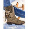 Vintage Winter Warm Back Lace Up Snow Boots Side Zipper Knit Boot - café lumière EU 35