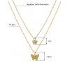 Collier Simple Design Double Couches Motif Papillon en Strass pour la Saint-Valentin - d'or 