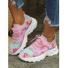 Colorful Floral Letter Print Breathable Lace Up Knit Casual Sneakers - Rose clair EU 36