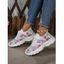 Colorful Floral Letter Print Breathable Lace Up Knit Casual Sneakers - Rose clair EU 37