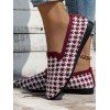 Women Houndstooth Pattern Flat Casual Knitted Soft Sole Slip On Shoes - Rouge Vineux EU 40