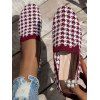 Women Houndstooth Pattern Flat Casual Knitted Soft Sole Slip On Shoes - Rouge Vineux EU 43