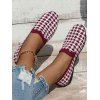 Women Houndstooth Pattern Flat Casual Knitted Soft Sole Slip On Shoes - Rouge Vineux EU 40