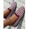 Women Houndstooth Pattern Flat Casual Knitted Soft Sole Slip On Shoes - Rouge Vineux EU 37