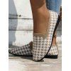 Women Houndstooth Pattern Flat Casual Knitted Soft Sole Slip On Shoes - Kaki Léger EU 38