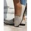 Women Houndstooth Pattern Flat Casual Knitted Soft Sole Slip On Shoes - Rouge Vineux EU 37