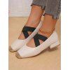 Women Casual Low Heeled Versatile Square Toe Fashionable Thick Heel Non-Slip Shoes - Beige EU 39
