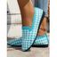 Women Houndstooth Pattern Flat Casual Knitted Soft Sole Slip On Shoes - Noir EU 37