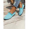 Women Houndstooth Pattern Flat Casual Knitted Soft Sole Slip On Shoes - Céleste EU 37