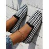 Women Houndstooth Pattern Flat Casual Knitted Soft Sole Slip On Shoes - Noir EU 43