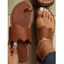 Women's Toe-Loop Flat Sandals Retro Style Flat Shoes - café EU 43