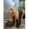 Women's Comfy Solid Ethnic Casual Round Toe Soft Sole Slip On Low Top Flat Shoes - Noir EU 38