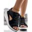 Contrast Open Toe Lace-up Sports Thick Sole Muffin Sandals - Noir EU 43
