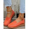 Women's Comfy Solid Ethnic Casual Round Toe Soft Sole Slip On Low Top Flat Shoes - Orange Foncé EU 35