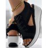 Contrast Open Toe Lace-up Sports Thick Sole Muffin Sandals - Noir EU 43