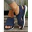 Women's Knitted Casual Outdoor Sporty Sandals Peep Toe Cut-out Elastic Slip On Shoes - Bleu profond EU 43