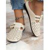 Slip On Round Toe Solid Color Sandals Hallow Out Double Buckle Strap Half Drag Slides Shoes - Blanc de Crème EU 43