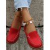 Women's Comfy Solid Ethnic Casual Round Toe Soft Sole Slip On Low Top Flat Shoes - Rouge EU 35