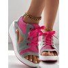 Contrast Open Toe Lace-up Sports Thick Sole Muffin Sandals - Rose clair EU 36