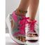 Contrast Open Toe Lace-up Sports Thick Sole Muffin Sandals - Rose clair EU 41