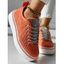 Casual Ladies Loafers Comfort Flats Shoes Round Toe Rhinestone Corduroy Lace-Up Sport Shoes - Orange Foncé EU 36