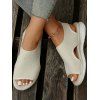 Women's Knitted Casual Outdoor Sporty Sandals Peep Toe Cut-out Elastic Slip On Shoes - Blanc de Crème EU 43