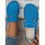 Slip On Round Toe Solid Color Sandals Hallow Out Double Buckle Strap Half Drag Slides Shoes - Blanc de Crème EU 40