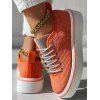 Casual Ladies Loafers Comfort Flats Shoes Round Toe Rhinestone Corduroy Lace-Up Sport Shoes - Orange Foncé EU 37