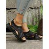 Women's Knitted Casual Outdoor Sporty Sandals Peep Toe Cut-out Elastic Slip On Shoes - Noir EU 39