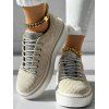 Casual Ladies Loafers Comfort Flats Shoes Round Toe Rhinestone Corduroy Lace-Up Sport Shoes - Abricot EU 41
