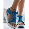 Contrast Open Toe Lace-up Sports Thick Sole Muffin Sandals - Bleu EU 42