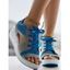 Contrast Open Toe Lace-up Sports Thick Sole Muffin Sandals - Bleu EU 43