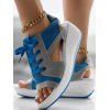 Contrast Open Toe Lace-up Sports Thick Sole Muffin Sandals - Bleu EU 43